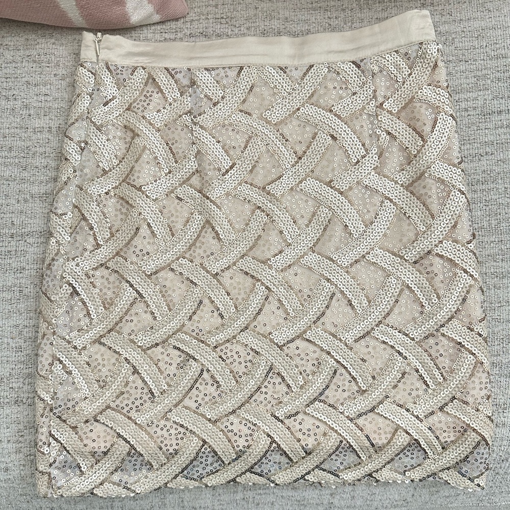Gianni Bini Cream Sequin Mini Skirt